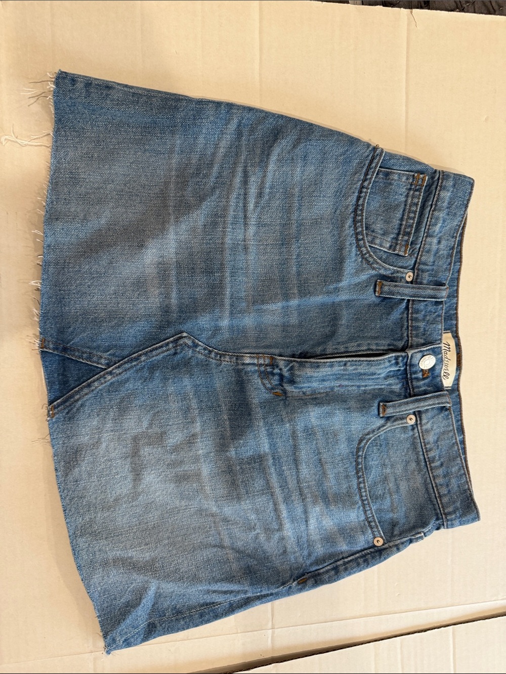 Madewell Medium Blue Denim Skort-Style Jean skirt